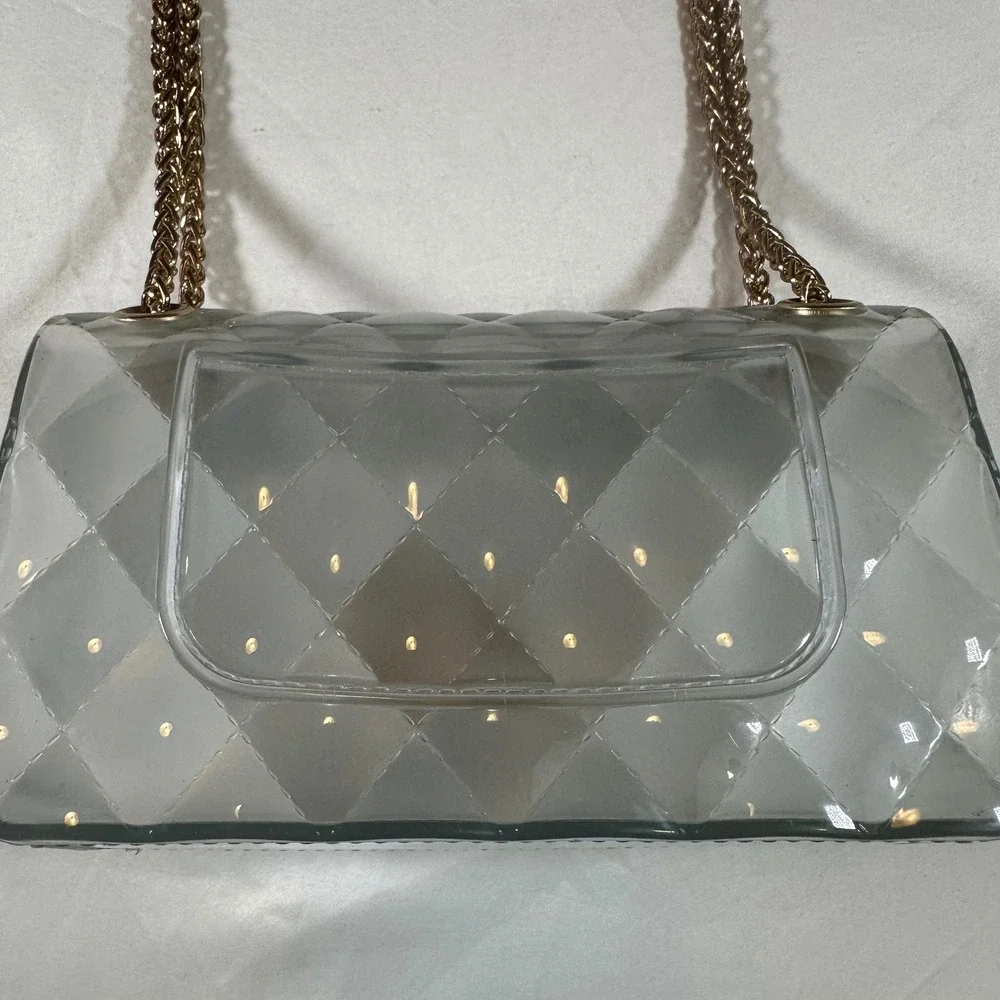 Clear Quilted Jelly Crossbody Mini Bag Shoulder Purse 6.25